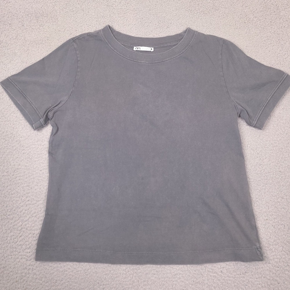 Zara Women's T-Shirt Size XL Gray Short Sleeve